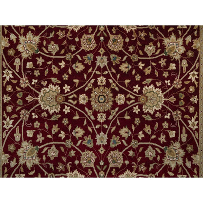 5'9"X8' Merlot Red Hand Knotted Rug Wool And Silk Indo Tebraz 300 Kpsi