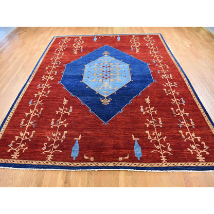 10'3"X14' Red Antiqued Bejar Design Natural Dyes Wool Hand Knotted Rug