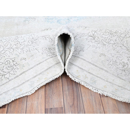 7'2"X9'10" White Natural Wool Hand Knotted Vintage Zoroastrian Karman Rug