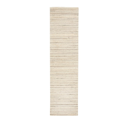 2'6"X9'8" Beige Hand Loomed Organic Wool Modern Runner Oriental Rug