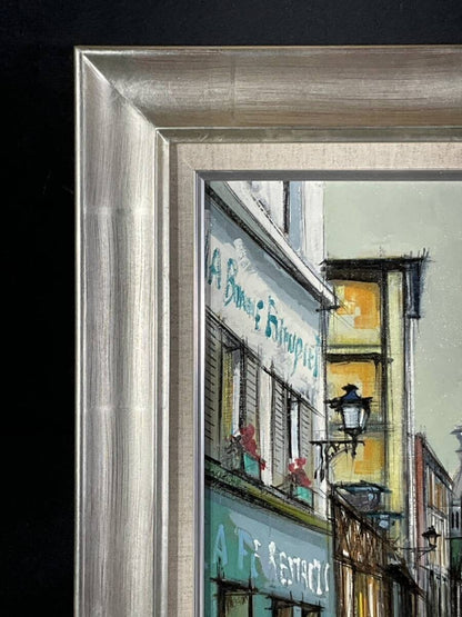 F. Claude Signed Original Oil Painting French Street Scene Cityscape Framed