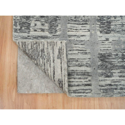 2'7"X27'10" Dark Grey Hand Knotted Xl Runner Oriental Rug