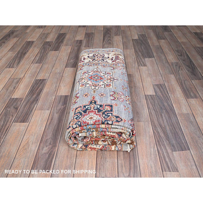 6'1"X9'6" Metallic Gray Soft Wool Super Kazak Hand Knotted Oriental Rug