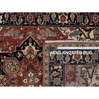 3'X5' Red Antiqued Heris Re-Creation Hand Knotted New Zealand Wool Rug