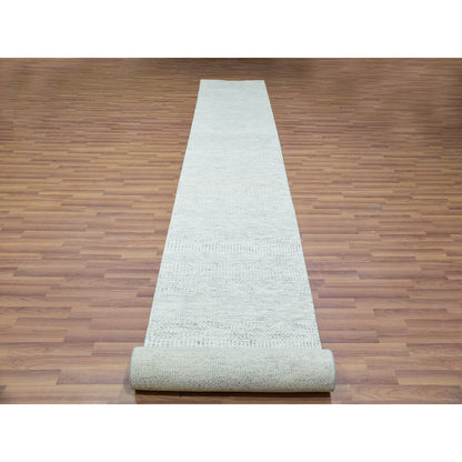 2'5"X15'10" Stonington Gray Modern Wool Hand Knotted Undyed Xl Runner Rug