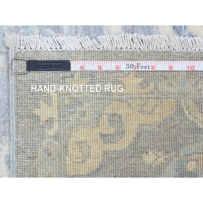 2'8"X7'7" Light Gray, Fine Peshawar, Soft Wool Hand Knotted, Runner Rug