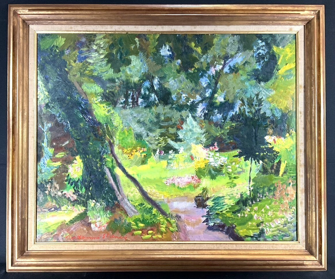 Louis Berthomm Saint-Andr Oil Painting "Ivy-Covered Tree" French Landscape 25F