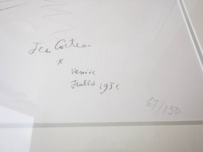 Jean Cocteau Large Lithograph On Arches Paper Limited Edition 67/150, Framed