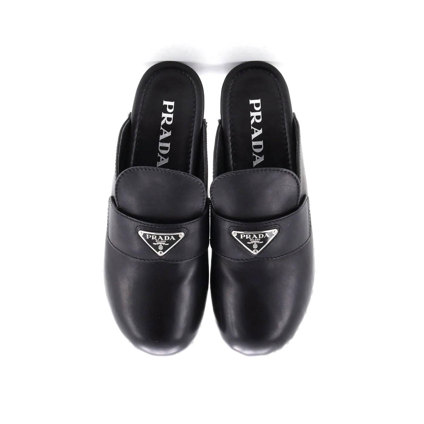 Prada Women'S Logo Mule Clogs Leather