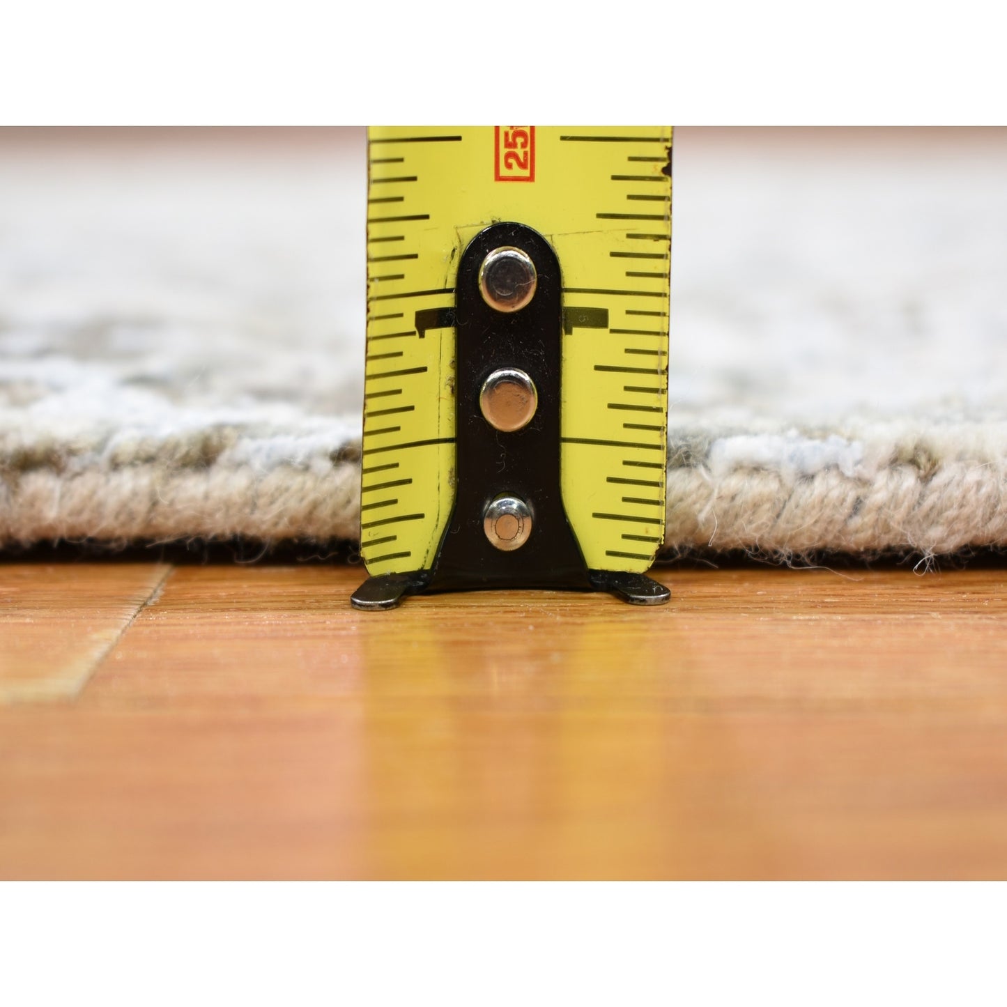 2'6"X12'1" Dense Weave Abstract Design Wool And Silk Hand Made Runner Rug