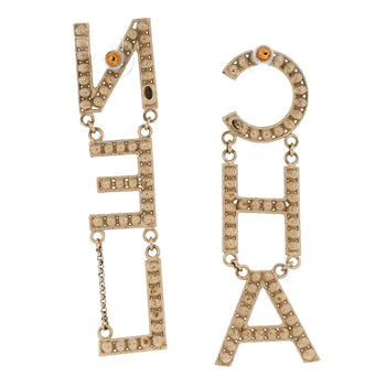 Chanel Cha-Nel Drop Earrings Metal With Crystals