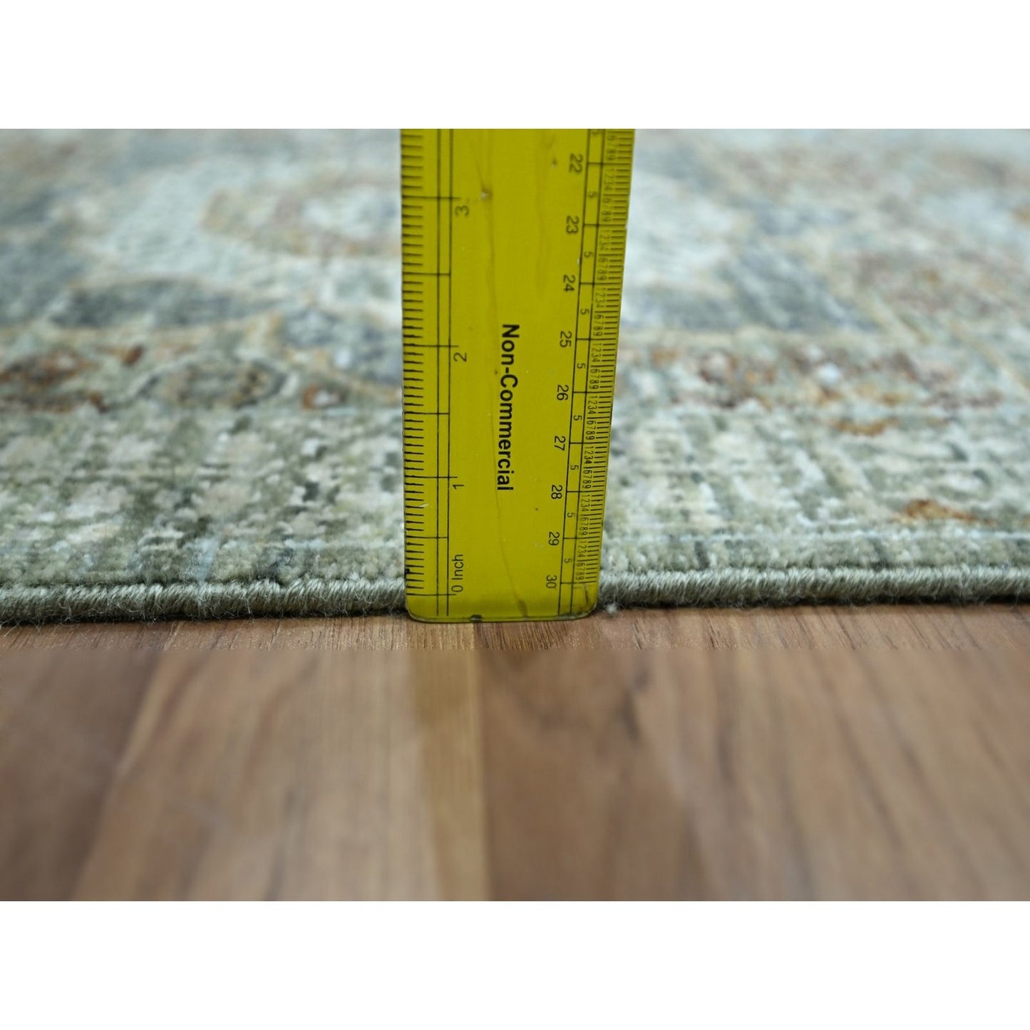 2'1"X3'1" Green Hand Knotted Rug Wool Pre Historic Mamluk Design Mat Small