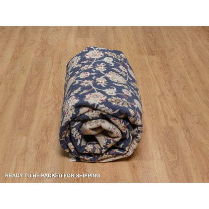 7'10"X10'3" Navy Nain Medallion Design Wool And Silk Hand Knotted Rug