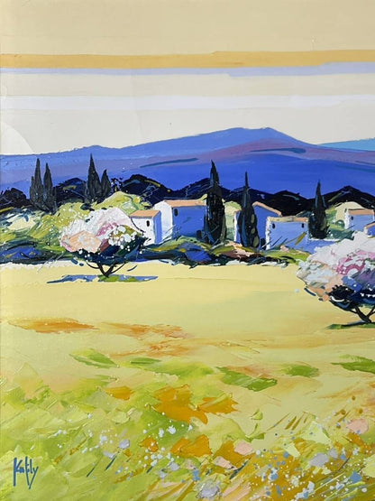 Signed Original Oil Painting France 2005 by Kerfily Les Amandiers