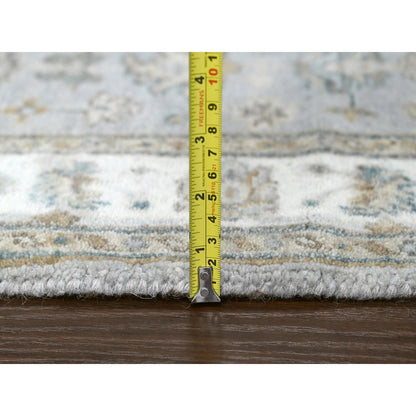 3'1"X5' Misty Gray Hand Knotted Karjihooz Design Wool Oriental Rug