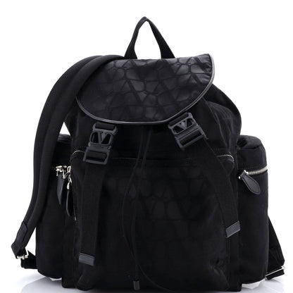 Valentino Garavani Double Buckle Backpack Toile Iconograph Nylon