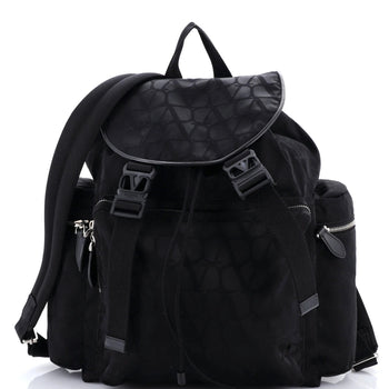 Valentino Garavani Double Buckle Backpack Toile Iconograph Nylon