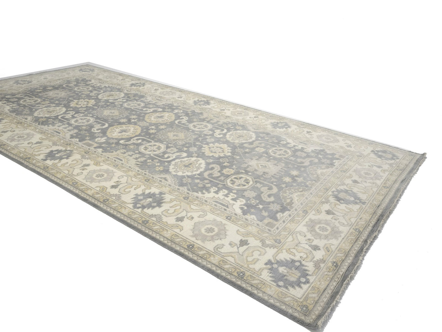 Handmade Oushak Chobi Oriental Rug Muted Floral Design Oversized 9X18 Carpet