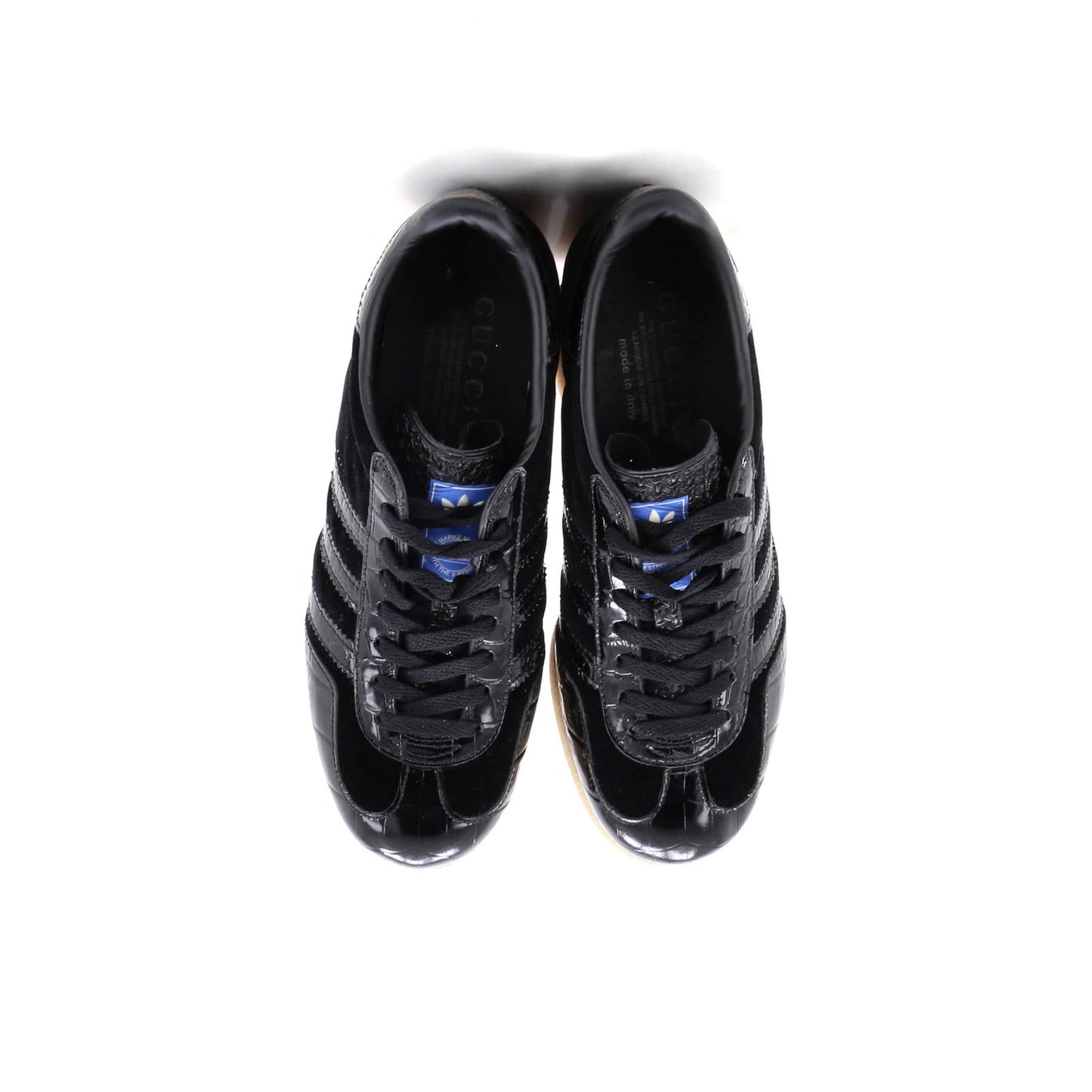 Gucci X Adidas Women'S Gazelle Wedge Sneakers Velvet And Crocodile Embossed