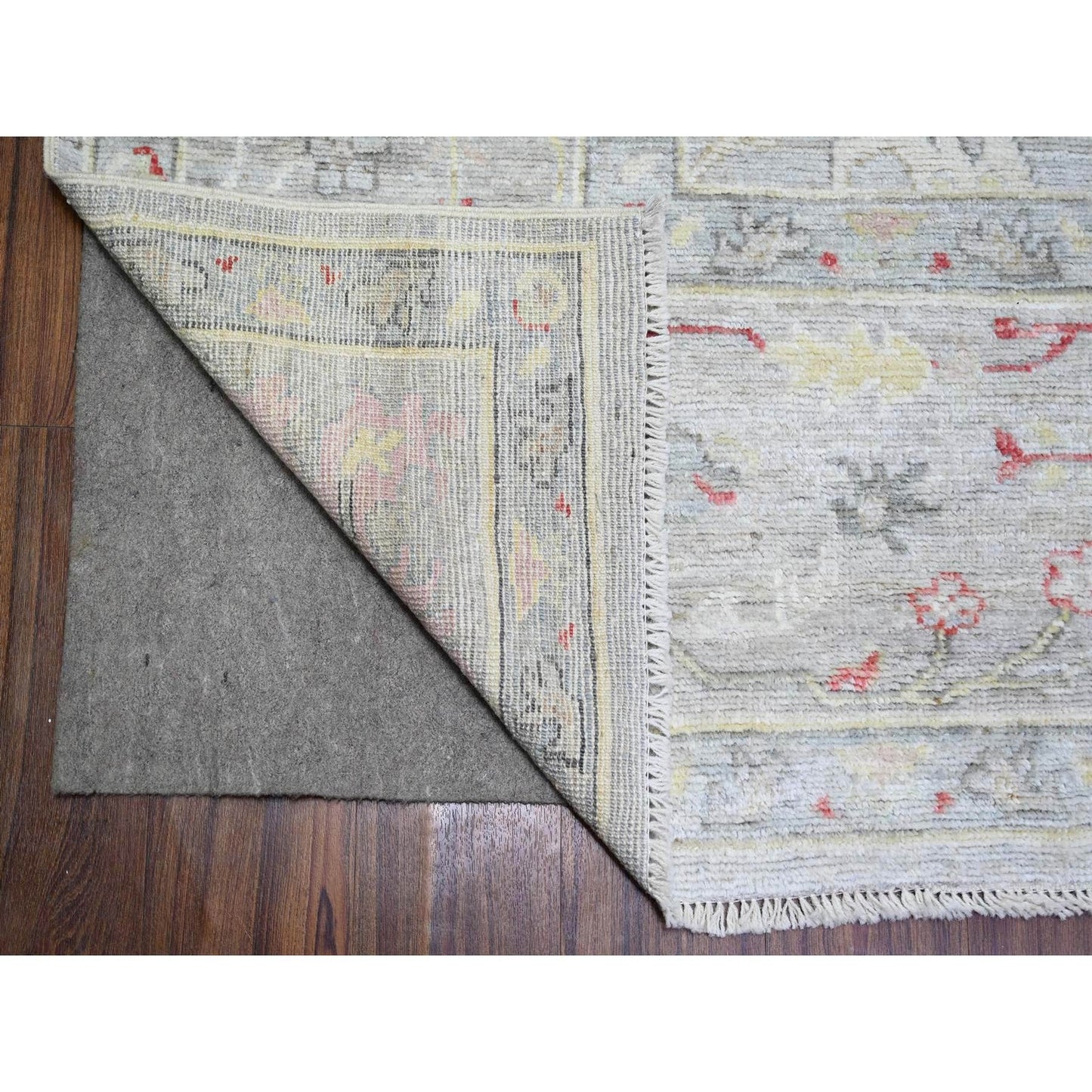 Rug 9'10"x9'10" Steel Blue Hand Knotted Wool Afghan Angora Oushak