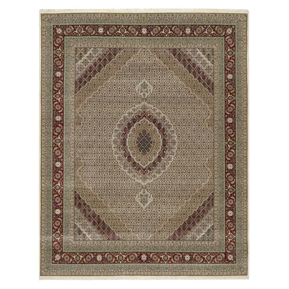 8'X10' Photon White Super Mahi Hand Knotted Wool And Silk 250 Kpsi Rug