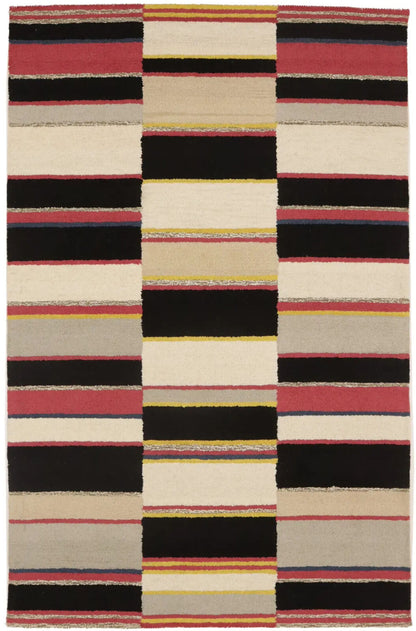 Hand-Tufted Multicolored Stripes Plush 5X8
