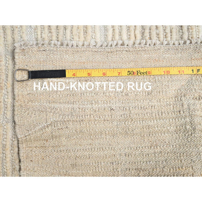 2'3"X2'9" Ivory Mat Rug Moroccan Weave Grid Design Wool Hand Knotted Sample