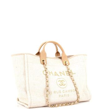 Chanel Deauville Tote Raffia With Glitter Detail Medium