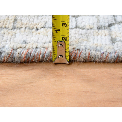 2'7"X20' Wool & Silk Abstract Fire Mosaic Design Hand Made Xl Runner Rug