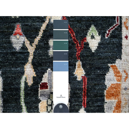 2'8"X12'5" Asphalt Black Afghan Angora Oushak Runner Oriental Rug
