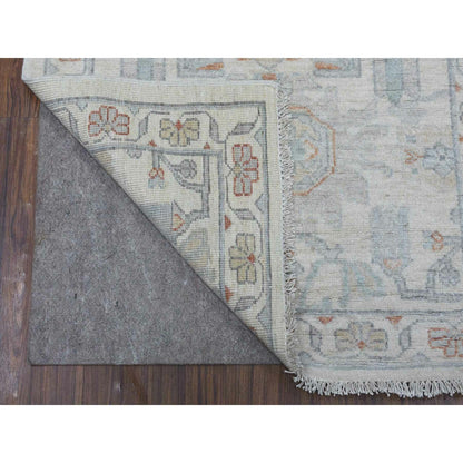 2'6"X9'10" White Wash Peshawar 100% Wool Hand Knotted Runner Oriental Rug