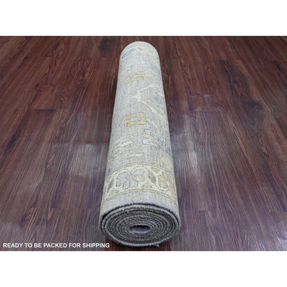 2'7"X11'8" Gray Peshawar Zigler Mahal Design Wool Hand Knotted Runner Rug