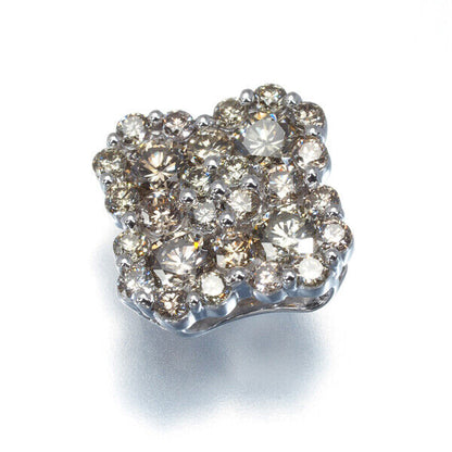 Brown Diamond Flower Pendant 18K 750 White Gold