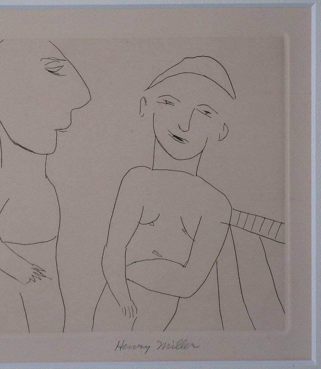 Henry Miller Etching Figure Signed ED 75/ 120 Framed Collectible Print