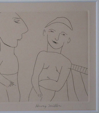 Henry Miller Etching Figure Signed ED 75/ 120 Framed Collectible Print