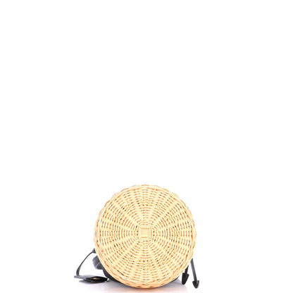Prada Drawstring Bucket Bag Canvas And Wicker Small