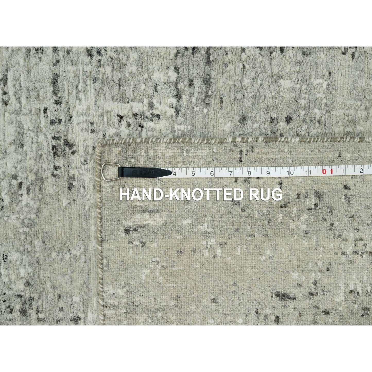 3'X5' Vaporous Gray Undyed Wool Modern Hand Spun Hand Knotted Rug