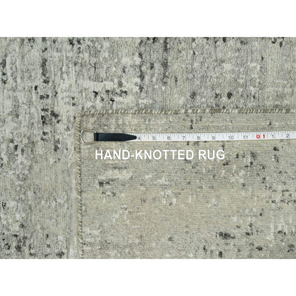 3'X5' Vaporous Gray Undyed Wool Modern Hand Spun Hand Knotted Rug