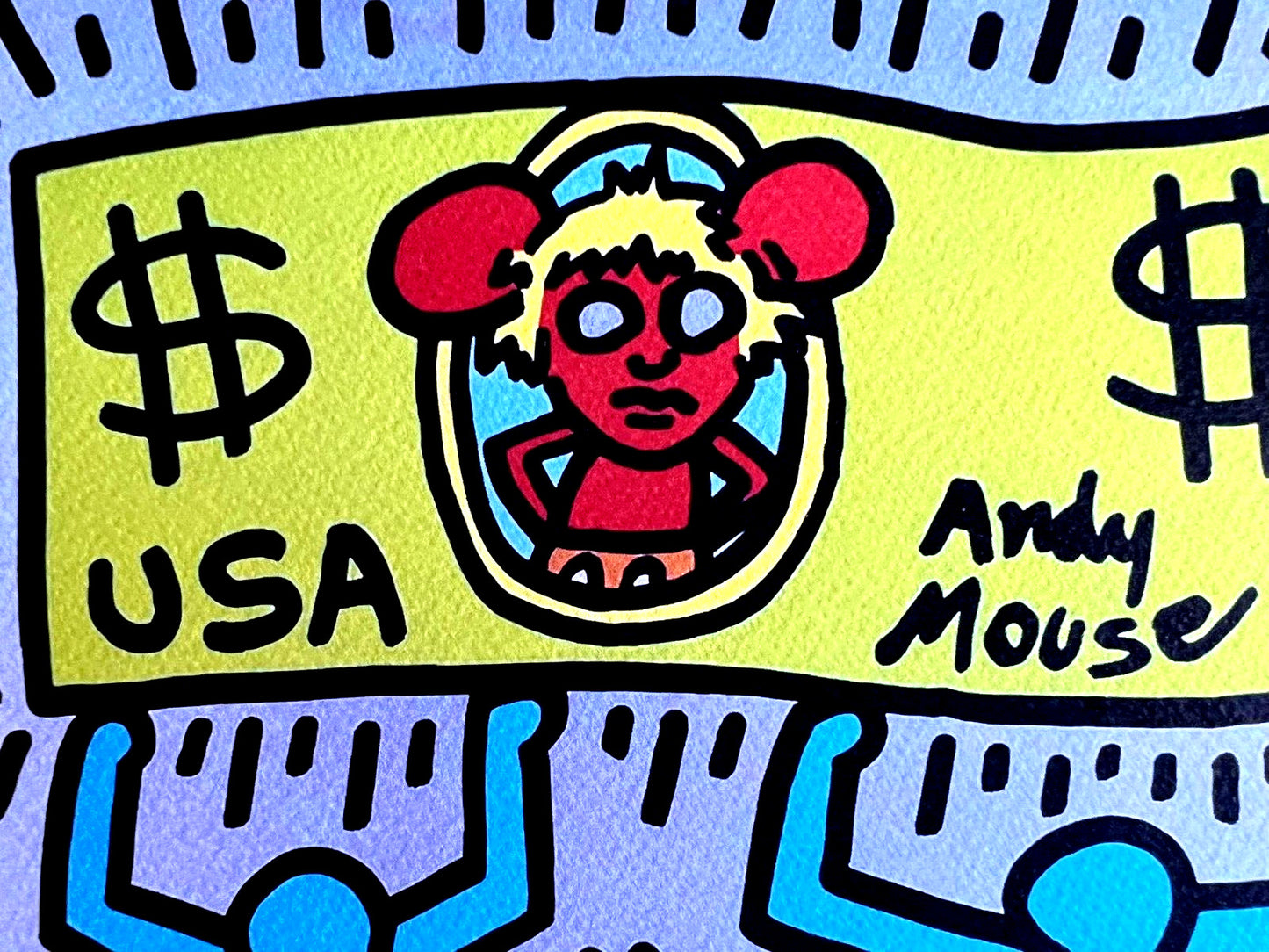 Keith-Haring Lithograph From An Painting - Coa Signed Pen - Numbered A Hand