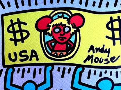 Keith-Haring Lithograph From An Painting - Coa Signed Pen - Numbered A Hand