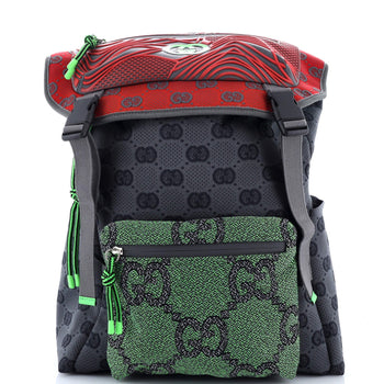 Gucci Panelled Double Buckle Backpack Gg Jacquard Nylon And Rubber Large