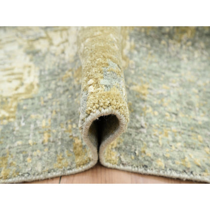 8'X10'1" Sage Green Abstract With Galaxy Design Wool Hand Knotted Rug