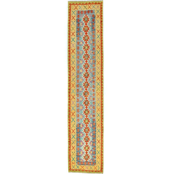 Geometric Tribal Flat-Woven Kilim Runner Rug