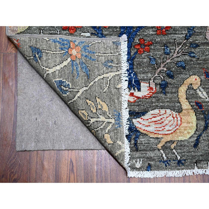 10'X10' Shark Gray Afghan Peshawar Wool Hand Knotted Square Oriental Rug