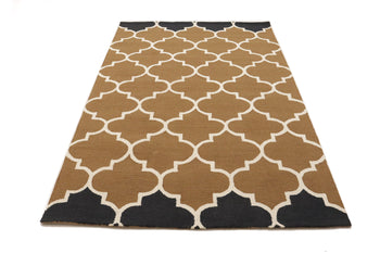 Caramel Brown Trellis Design 5X8 Hand-Tufted