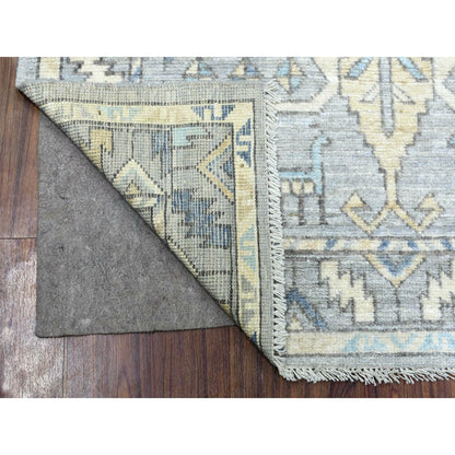 4'1"X9'9" Wool Hand Knotted Gray Anatolian Inspired Wide Runner Rug