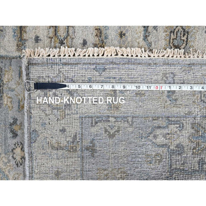 2'9"X21'10" Misty Gray Pure Wool Hand Knotted Karjihooz Design Runner Rug