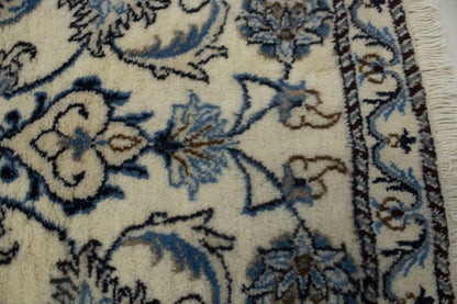 Small Cream Nain Oriental Rug Handmade Plush