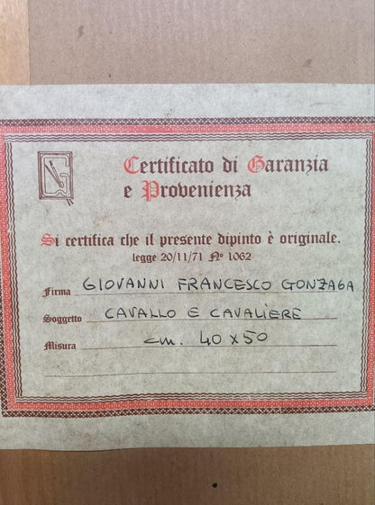 Giovanni Francesco Gonzaga Original Oil Painting "Buttero" Horse & Rider Signed