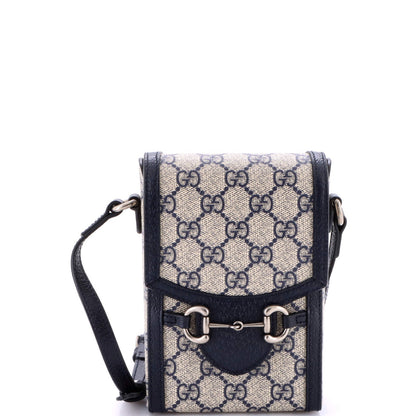 Gucci Horsebit 1955 Crossbody Bag Gg Coated Canvas With Leather Mini